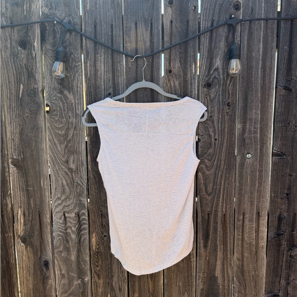 Athleta Breezy Grey and White Stripe Muscle Tank-Scoop neck with high-low hem XS - Picture 4 of 9